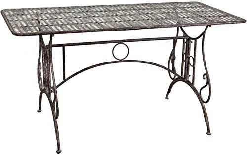 Biscottini - Tavolo da balcone e Giardino 150x80x77 cm - Tavolo da Esterno in Ferro Battuto - Tavolo Giardino anticato - Tavolo da Giardino Smontabile