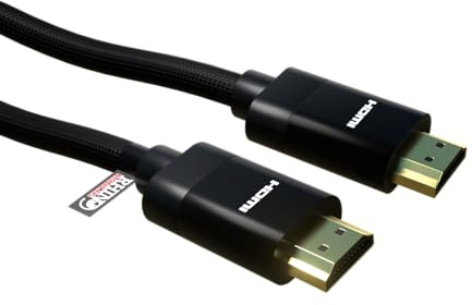 rhinocables Braided 4K HDMI Lead – HDMI 2.0 Cable with HDR10, Dolby Vision, ARC & 3D for Ultra HD Streaming & Gaming | Heavy-Duty Gold-Plated Connectors for TV, PS5, Xbox & Soundbar (Black, 3m)