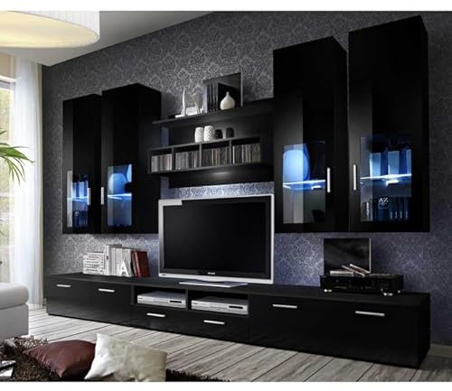 Paris Prix Meuble TV Mural Design Lyra 300cm Noir