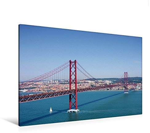 Leinwand · Premium Textil-Leinwand 120 cm x 80 cm quer Lissabon Bruecke | 25 de Abril Brücke in Lissabon, Portugal · 120 × 80 cm quer · Textil-Leinwand auf Keilrahmen · CALVENDO Leinwand