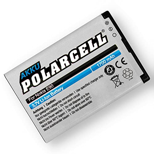 PolarCell BP-4L Akku für Nokia E90 E52 E61i E63 E71 E72 E6-00 N97 N810 | 6650 fold | 6760 Slide | 1700mAh Starke Ersatz-Batterie | 13% mehr Kapazität als der BP-4C Original-Akku | A+ Qualitätszellen