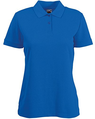 Fruit of the Loom Lady-Fit Pique Polo Shirt - (S-XXL) 9 Colours, Blue, XL