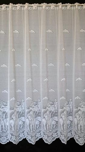 Tenda della Finestra Mucche u. Pastori di Montagna Altezza 120 cm | può Scegliere la Larghezza in segmenti da 19 cm, Come Vuole | Colore: Bianco | Tendine Cucina
