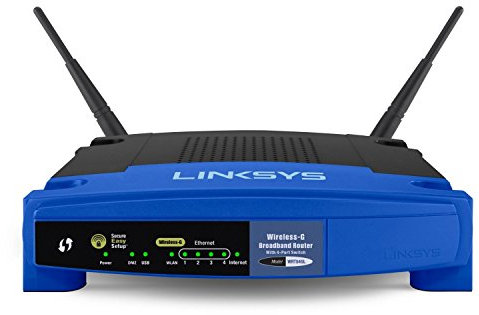 Linksys WRT54G WiFi Ethernet Negro, Azul - Router (10, 100 Mbit/s, 802.11b, 802.11g, 2,4 GHz, Ethernet (RJ-45), IEEE 802.11b, IEEE 802.11g, IEEE 802.3, IEEE 802.3U, Ethernet)