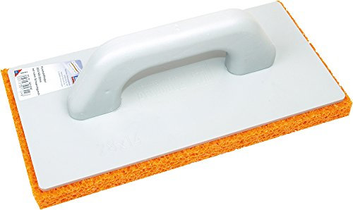 HAROMAC Schwammbrett mit rote grobe Schwammgummiauflage | Reibebrett 280×140 mm, Fliesen waschen, Verfugen, Putzen, Strukturierne – Made in Germany