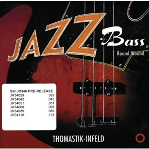 Thomastik Infeld Bassgitarrensaiten: Jazz Round Wound 5-Saiten-Saiten-Set, lange Tonleiter, reines Nickel, G-, D-, A-, E-, B-Set