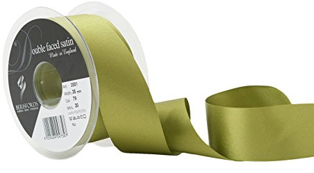 Berisfords Double FACE Poly Satin Ribbon, Moss, 35 mm