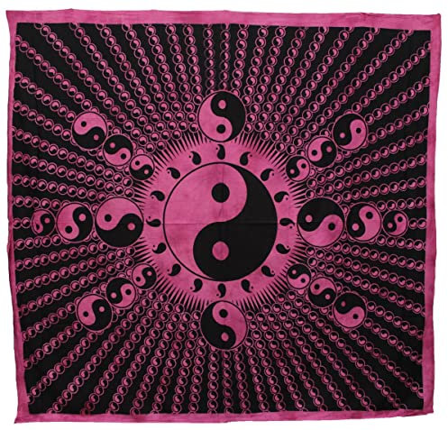 Oriental Galerie Tagesdecke Yin Yang Bettüberwurf Laken Überwurf Wandbehang Wandtuch Baumwolltuch Goa Tuch 210x230 cm Baumwolle, Decken:Nr. 409 Pink