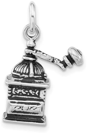 Sterling Silver antique charme JewelryWeb-Moulin à café