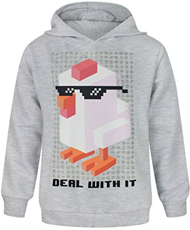 Crossy Road Deal with It Unisex Kid's Hoodie (13-14 Years) Grey