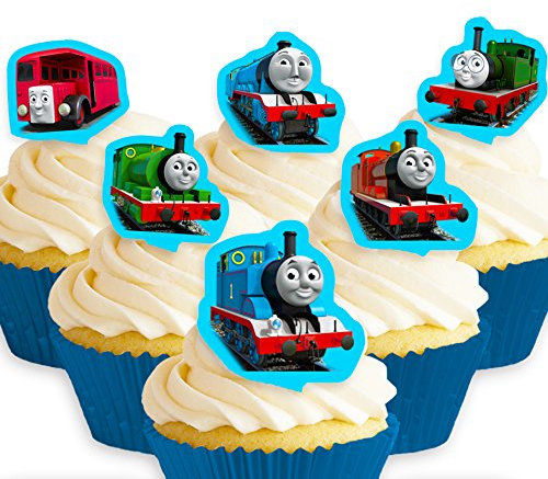 12 x Vorgeschnittene und Essbare Thomas und seine Freunde Kuchen Topper (Tortenaufleger, Bedruckte Oblaten, Oblatenaufleger)