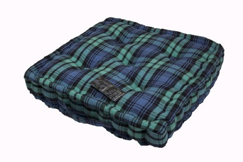 Homescapes dekorativ Kariertes Sitzkissen Stuhlkissen Sitzerhöhung Stuhlauflage Schottenmuster Blackwatch Tartan, 40 x 40 cm, 100% Reine Baumwolle mit Polyester Füllung