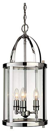 Firstlight Products Imperial Round 3-Light Lantern, Metal, E14 (Small Edison Screw), Chrome with Clear Glass