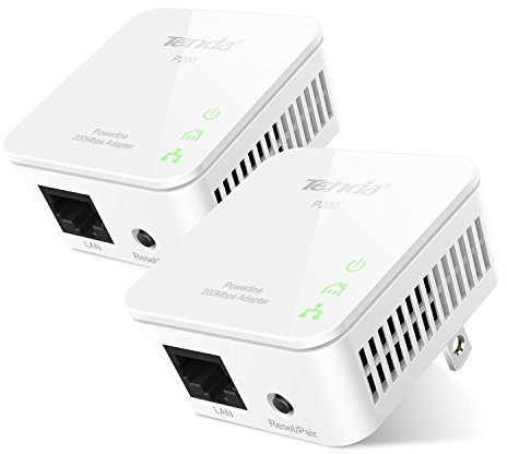 Tenda Adaptateur CPL P200 - Prise HomePlug AV200MBit/s - Boitier CPL de 2 Ports LAN - Plug et Play - Prise Internet EU Plug - Compatible avec Les Autres adaptateurs CPL, Lot de 2