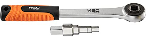 NEO TOOLS Profi Stufenschlüssel Set m. Durchsteck-Knarre aus CrV Stahl | Ratsche
