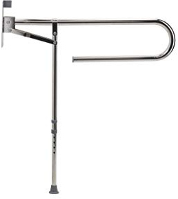 Croydex Stainless Steel Foldaway Hand Rail with Drop Down Leg, White, 710 x 100 x 850 mm