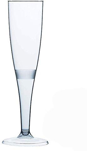 100 x Clear Plastic Champagne Flute Glasses 160ml UK CA Marked at 125ml. Perfect for Weddings, Parties and Outdoor and Indoor Events