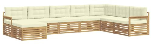 vidaXL Outdoor-Sofagarnitur mit Kissen 8 pcs Weiß und Creme, Garten, modernes Outdoor Sofa, Lounge-Ecke, Terrassenmöbel für entspannende Relax-Zeiten