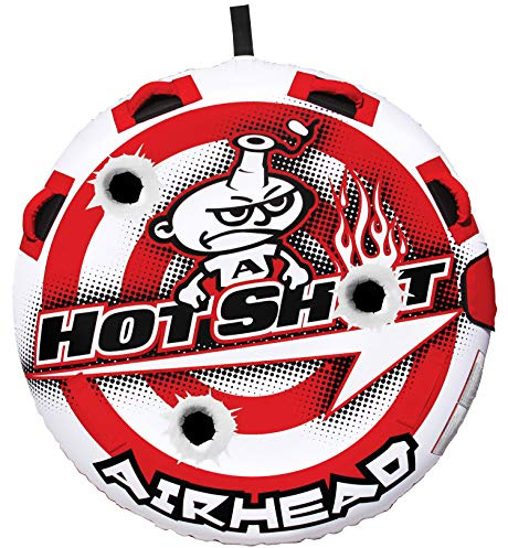 Airhead Hot Shot Towable 1-2 Rider Tube for Boating and Water Sports, Double-Stitched Full Nylon Cover and Speed Safety Valve for Easy Inflating and Deflating