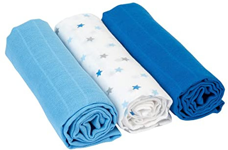 Bornino Basics Mullwindeln 80x80 cm (3er-Pack) - Moltontücher in Webware aus reiner Baumwolle - saugstarke Mulltücher - ideal als Schmusetuch & Decke