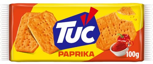 TUC Paprika Knusprige Cracker, 100 g (1-Pack) | Knusprige Cracker mit Paprika-Geschmack, idealer Snack für Mittagessen, Picknicks oder Käse