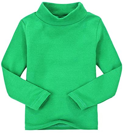 CuteOn Bambini Kids Alto Collo Manica Lunga Cotone T-Shirt Top Camicia di T Forest Green 5 Anni