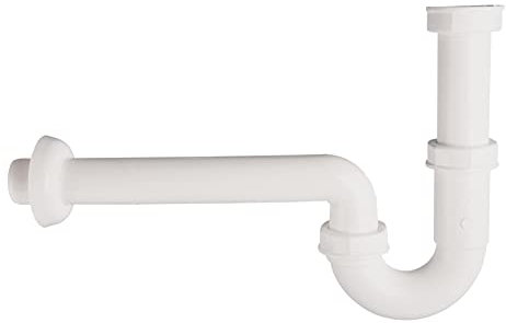 Sanitop-Wingenroth Röhrengeruchsverschluss für Waschtisch | Siphon Waschbecken | Geruchsverschluss Waschtisch | 1 1/4 x 32 mm | Röhrensiphon mit Schubrosette | Kunststoff | Weiß | 22410 9