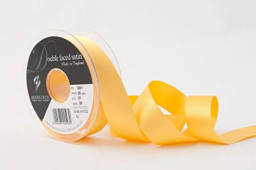 Berisfords Double FACE Poly Satin Ribbon, Gold, 25 mm