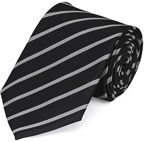 Fabio Farini - Herren gestreifte Krawatte in 8cm Breite, Schlips klassisch Robuste Pflegeleichte Mikrofaser für alle Anlässe wie Hochzeit, Beerdigung, Konfirmation oder Business Schwarz Grau Schmal