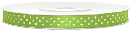Satinband Punkte 25m x 6mm Hochzeit Dekoband Geschenkband Schleifenband, Farbe:Hellgrün