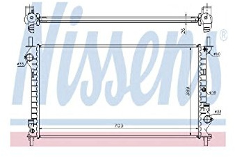 NISSENS Kühler Motorkühlung Kühler Wasserkühler Motorkühler Netzbreite 398mm Netzlänge 705mm Netztiefe 34mm 62021A