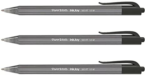Paper Mate InkJoy 100 RT Retractable Ballpoint Pens Pack of 3: Paste Medium Black