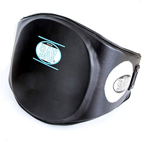 BAY® LEDER-PU Bauchgürtel XL schwarz Belly Pad, Bauchschutz, Bauchgürtel, Bauchpanzer aus Kunstleder für den Kampfsport Muay Thai Bauchprotector Protector Körperschutz Bauch Schutz Körper Budo Sanda MMA WU Shu Kickboxen Boxen Vollkontakt (XL)