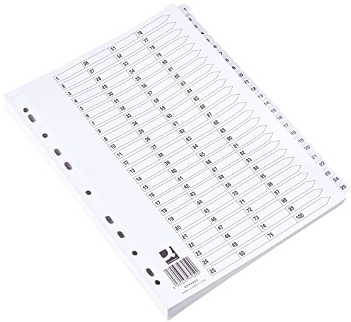 Q-Connect 1-100 Index Multi-Punched Reinforced Board Clear Tab A4 White