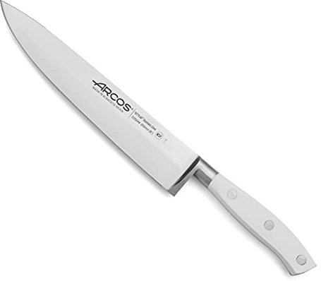 Arcos Chefmesser Geschmiedet aus Edelstahl 20 cm - Ergonomischer Griff aus Polyoxymethylen, Ideal für Schneiden und Schälen von Lebensmitteln - Weiß, Serie Riviera