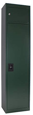 HDW-5 Waffenschrank Stahlblech HxBxT 1500x370x265 mm für 5 Langwaffen Zylinderschloss separat verschließbares Innenfach Putzstockhalterung Befestigungsmaterial
