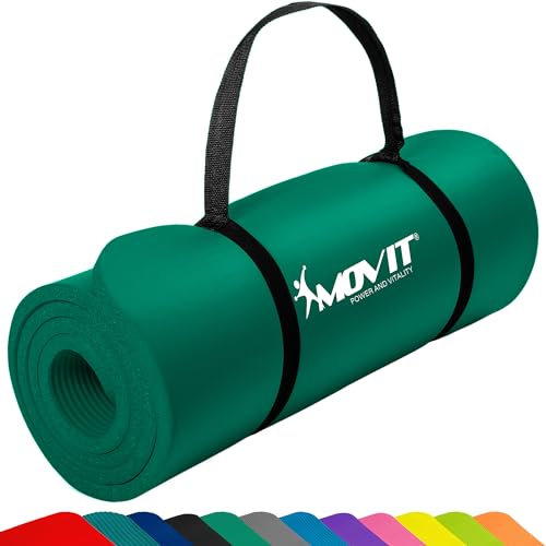 MOVIT Gymnastikmatte, hautfreundlich und phthalatfrei, in 3 Größen und 12 Farben - Auswahl: 190cm x 100cm x 1,5cm in grün