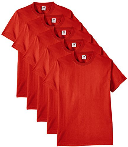 Fruit of the Loom - 61-212 - T-shirt (Lot de 5) - Homme - Rouge - Taille: 3XL