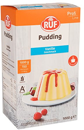 RUF Pudding Vanille, Puddingpulver mit Vanillegeschmack, nur mit Milch und Zucker aufkochen, Großgebinde, glutenfrei, ohne Allergene, 1x1000g