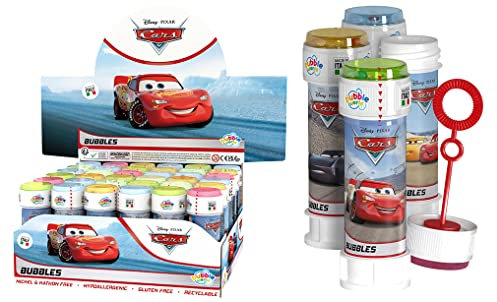 DULCOP - Pack de 36 Bulles Cars - Bulles de Savon - 60 Ml - 047025 - Rouge - Plastique - Licence Officiel - Jouet Enfant - Jeu de Plein air - À Partir de 3 ans