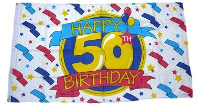 Fahne/Flagge Happy Birthday 50. Geburtstag NEU 90 x 150 cm