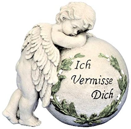 Grabschmuck Engel Ich vermisse Dich 19 cm x 19 cm Steht an Kugel
