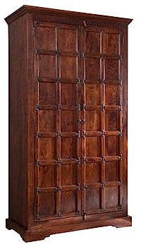 MASSIVMOEBEL24.DE | Oxford Wohnschrank aus Massivholz #422 Akazienholz - Nougat, lackiert Kolonialstil 115x60x210 cm Schrank aus Massivholz Vollholzschrank