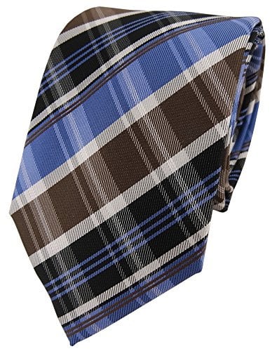 TigerTie Designer Krawatte in braun blau silbergrau schwarz anthrazit gestreift