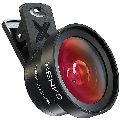 Xenvo Pro - Kit de Lentes para iPhone, Samsung, Pixel, Macro y Gran Angular con luz LED y Estuche de Viaje Negro