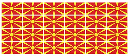 INDIGOS UG - Mini Aufkleber Set - Pack glatt - 33x20mm - selbstklebender Sticker - Mazedonien - Flagge - Banner - Standarte fürs Auto, Büro, zu Hause und die Schule - 24 Stück - für Auto, Laptop