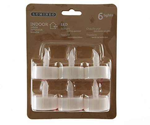 Lot de 6 bougies chauffe-plat à LED Kaemingk 482264 - Blanches