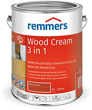 Remmers Wood Cream Mahogany, 5 litres, Professional Wood Protection in Cream Form, Decorative Premium Wood Stain for Exterior use, 3-fold Wood Protection with Impregnation + Primer + Stain