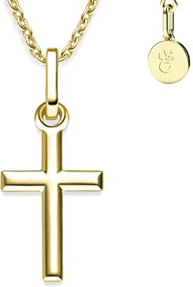 Amoonìc Kreuz Kette Taufkette Mädchen Junge Gold (Silber 925 vergoldet) | Halskette mit Kreuzanhänger klein Kreuzkette Baby Kinder | Schmuck Geschenk zur Geburt Taufe Kommunion Taufgeschenk Patenkind