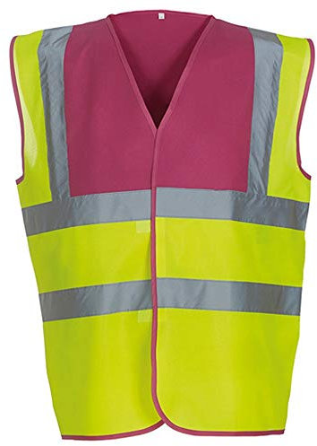 Yoko Unisex-Warnweste Gr. Large, Hi Vis Yellow/Raspberry